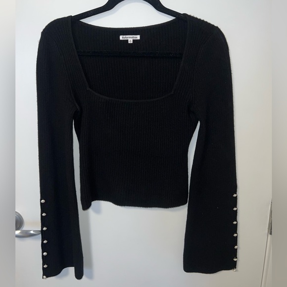 Reformation Emanuele Cashmere Novelty Button Sweater - Picture 3 of 8